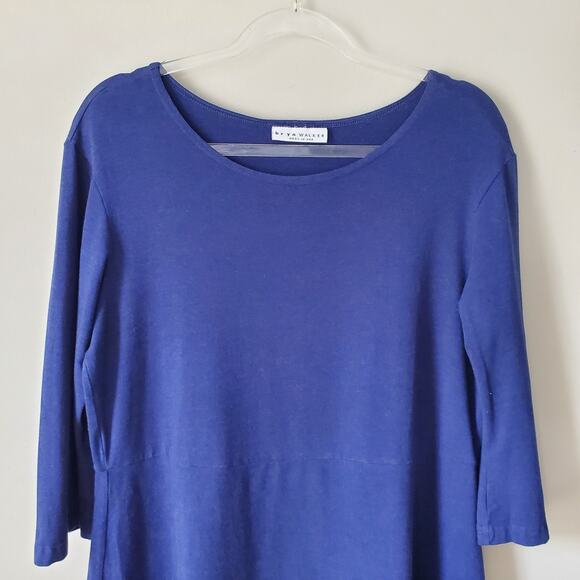 Bryn Walker Bamboo Jersey Knit Dress M Blue Lagenlook Casual Relaxed Minimalist - Picture 2 of 14